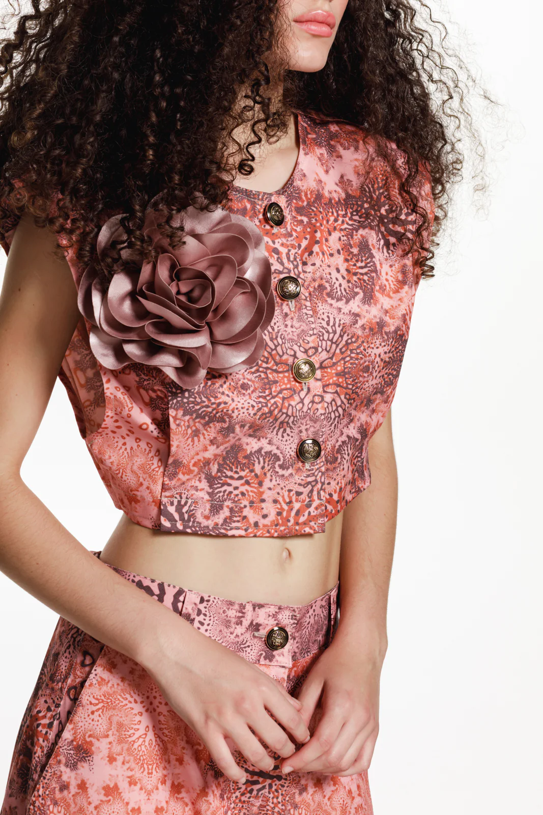 Raisa Vest Printed Coral